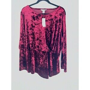 Women's CJ Banks Christopher Banks Red Velvet Tunic Top Size 1X
